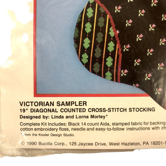 BUCILLA Vintage Christmas Victorian Sampler Counted Cross Stitch Stocking Kit - Picture 4 of 6